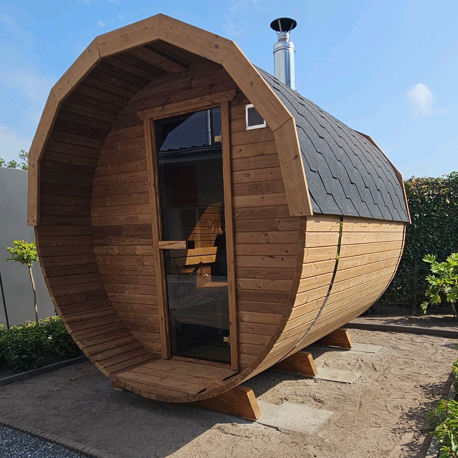 Livraison et installation gratuites d'un sauna en baril de 2, Sports & Fitness, Enlèvement ou Envoi, Neuf, Finlandais ou Traditionnel