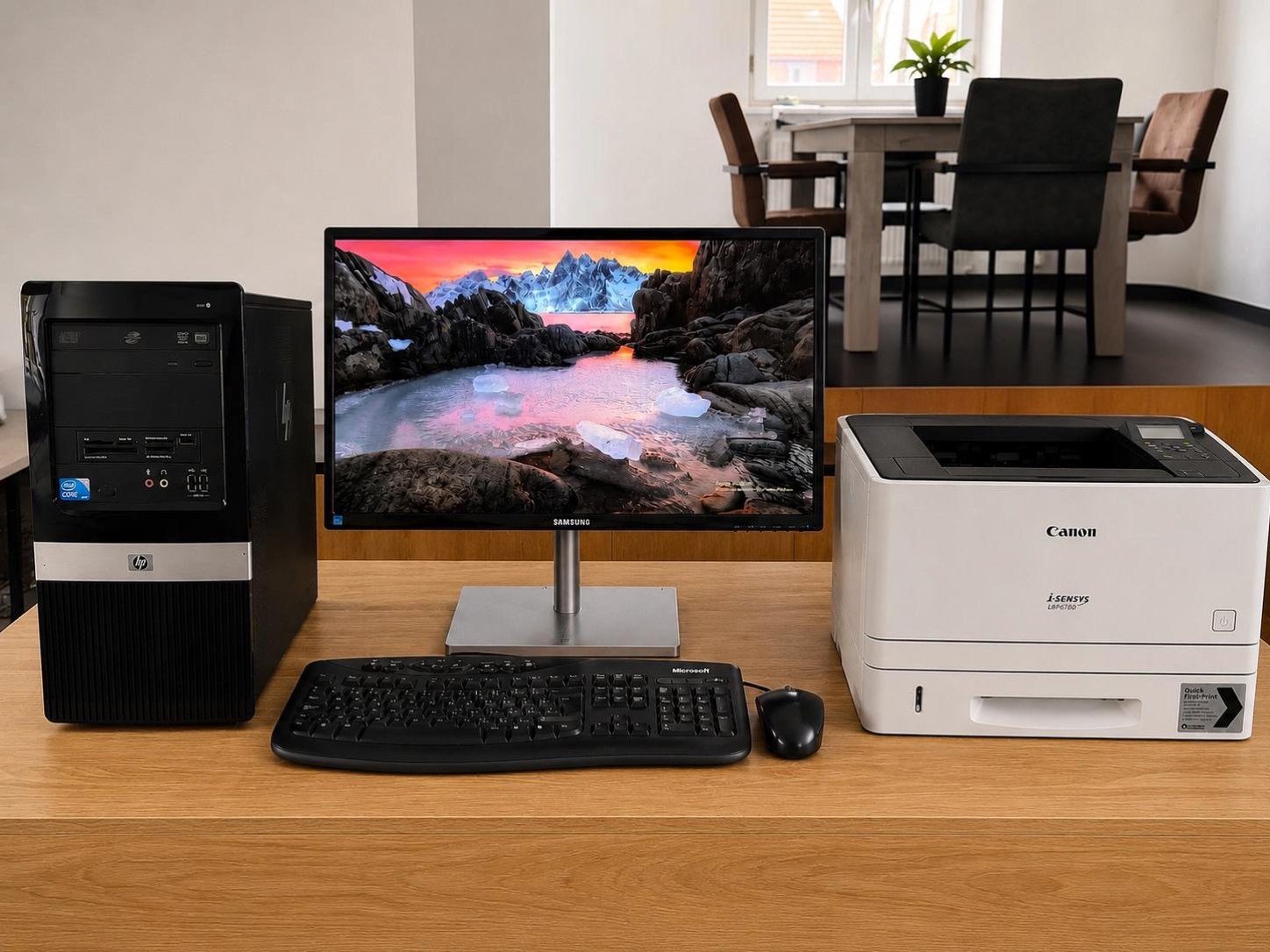 Ordinateur de bureau HP windows 10 complet + imprimante, HDD, Avec moniteur, Utilisé, 4 GB