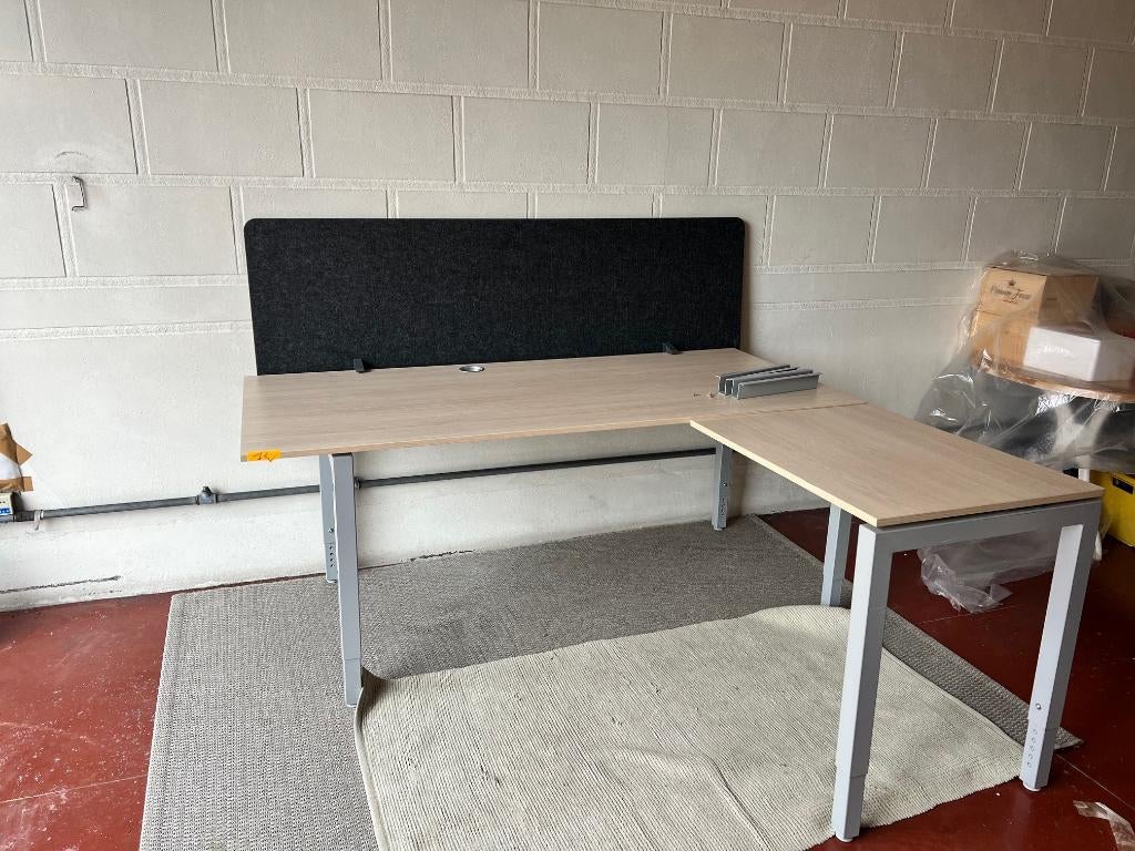 Groot hoekbureau / bureau set – verstelbaar – moderne look, Ophalen, 160 cm, Gebruikt, Metaal