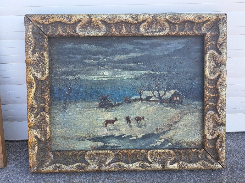huile sur panneau monograme emile gervais, Ophalen of Verzenden, Landschap, Paneel