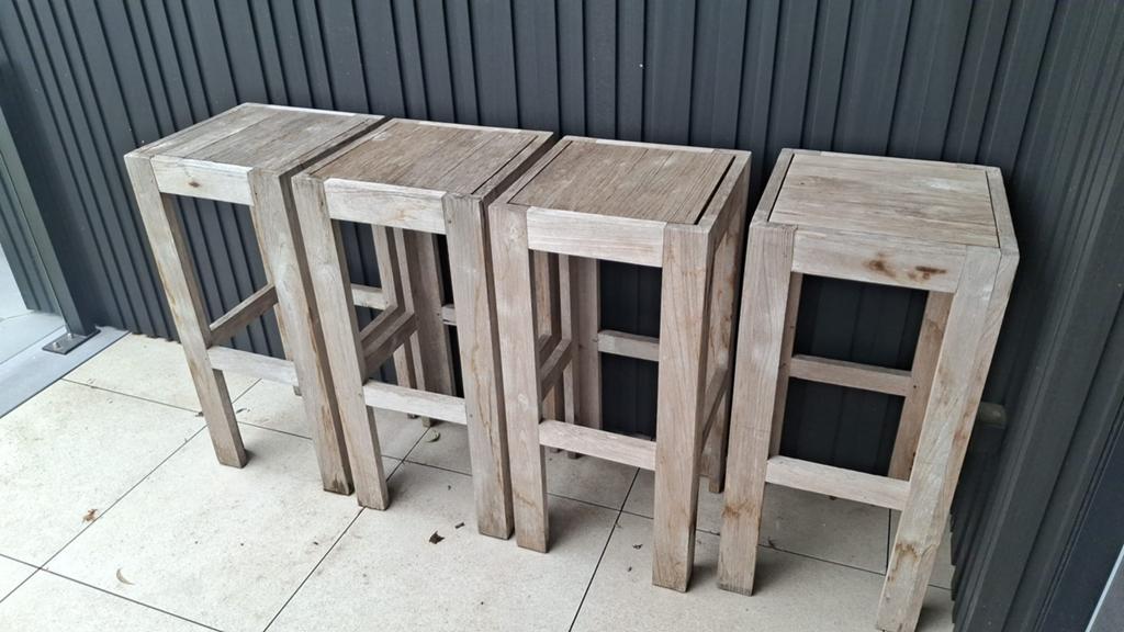 Houten tuintafel+ 6 stoelen, Enlèvement, Comme neuf