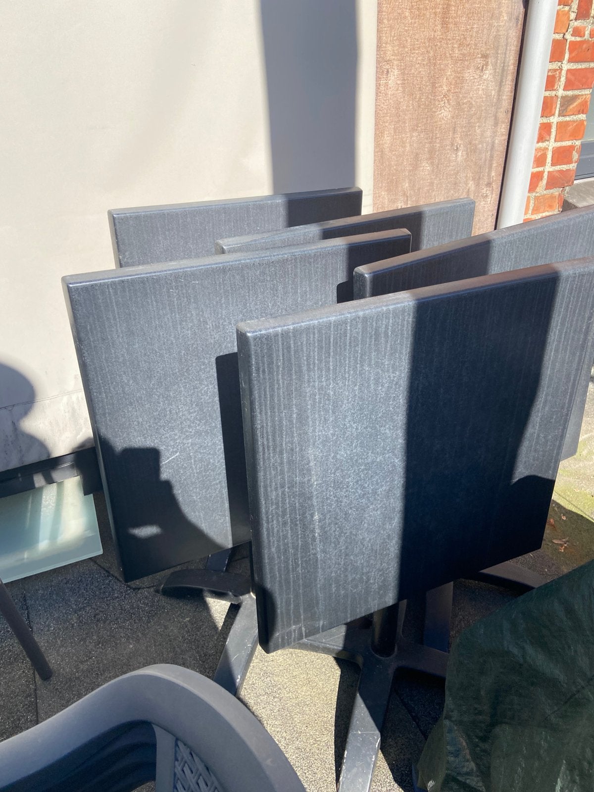 Zes inklapbaar mooie zwarte terras tafels, Enlèvement, Comme neuf