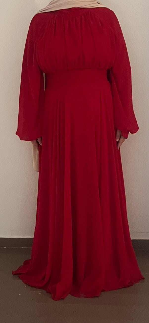Rode feestjurk, Kleding | Dames, Ophalen, Maat 42/44 (L), Zo goed als nieuw, Rood