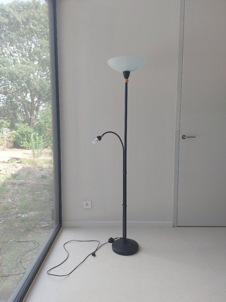 Staande lamp sfeerlamp met leeslamp, Ophalen, Zo goed als nieuw, Glas, 150 tot 200 cm