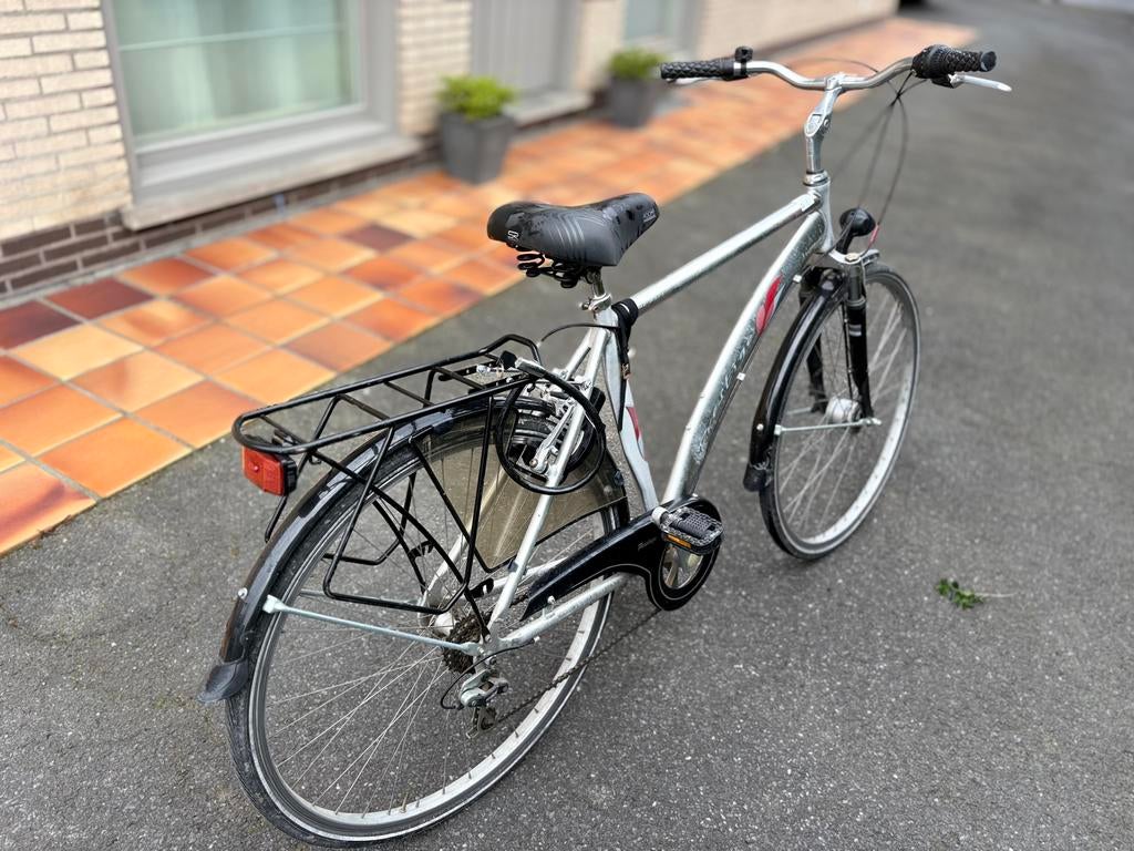 Herenfiets Prestige zilver, Gebruikt, Velgrem, Versnellingen, Ophalen