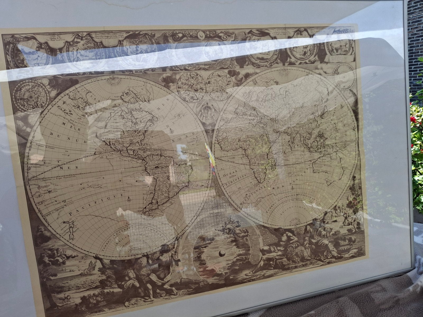 Wereldkaart, Antiek en Kunst, Kunst | Etsen en Gravures, Ophalen