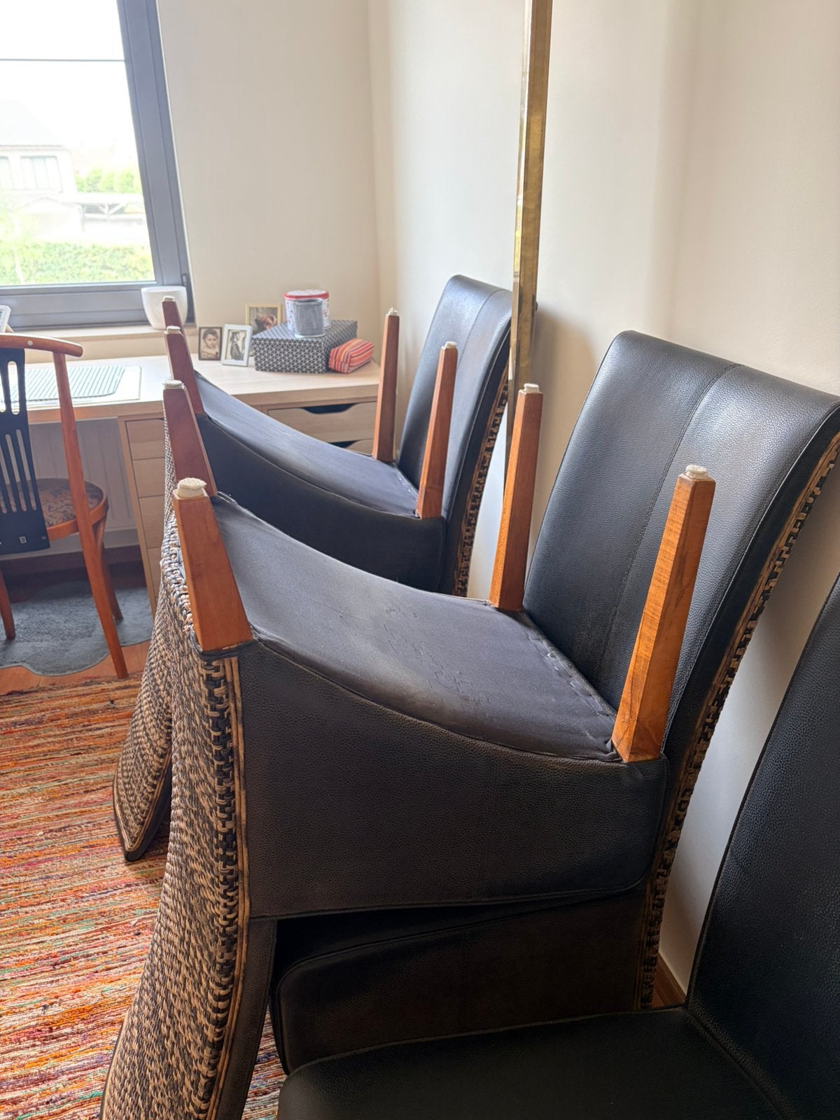 6 landelijke eetkamerstoelen zeer goede staat, Huis en Inrichting, Ophalen, Gebruikt, Zwart, Landelijk
