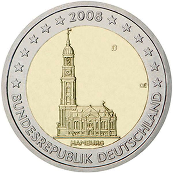 Sint-Michielskerk (St. Michaelis) in Hamburg 2euro, Ophalen of Verzenden
