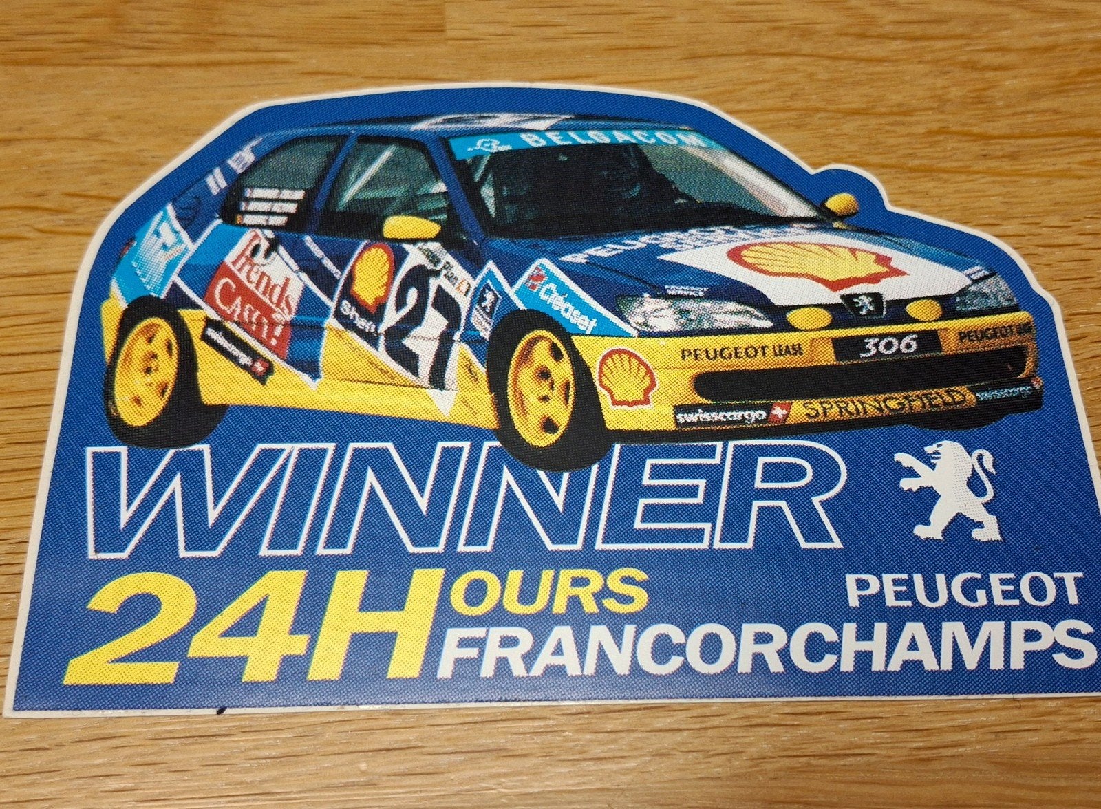 sticker autorally 24 h Francorchamps Peugeot 306 Shell, Ophalen of Verzenden, Nieuw, Sport