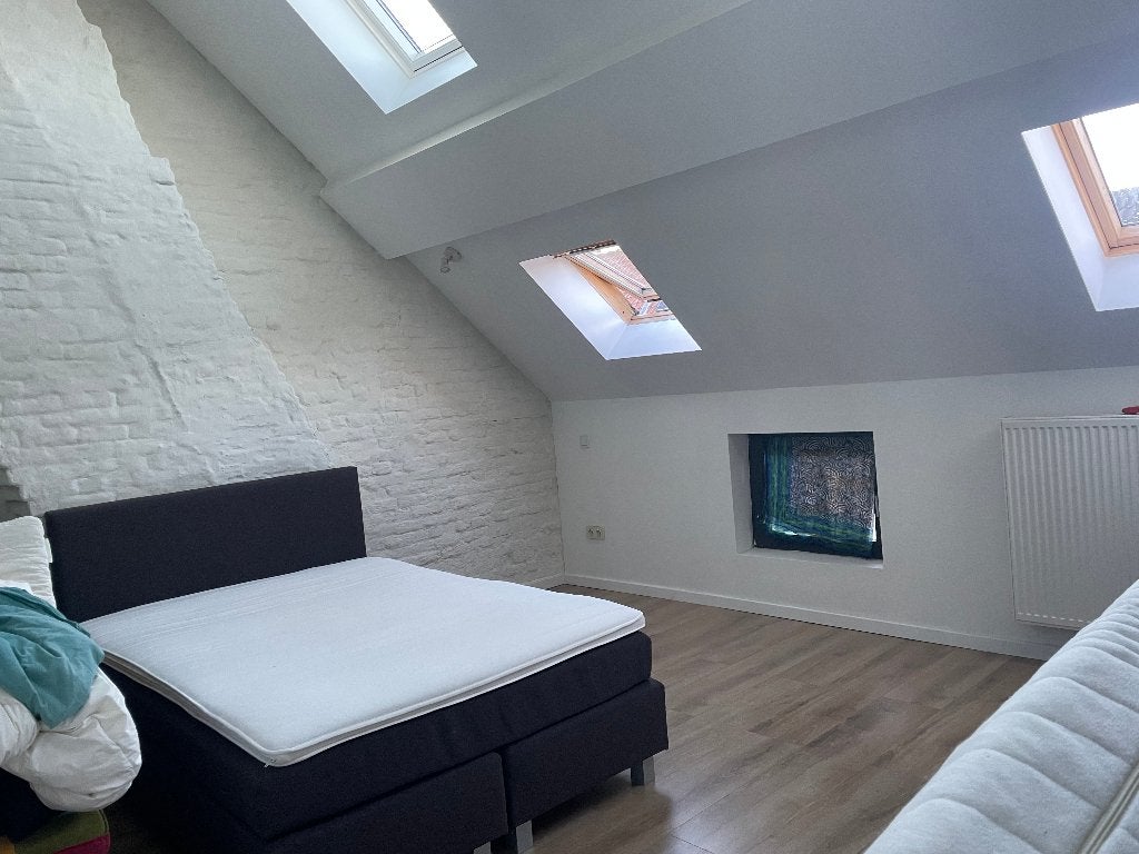 Twijfelaar bed gestoffeerd 140cm200cm, Huis en Inrichting, Slaapkamer | Bedden, Ophalen, Bruin, 140 cm, Zo goed als nieuw