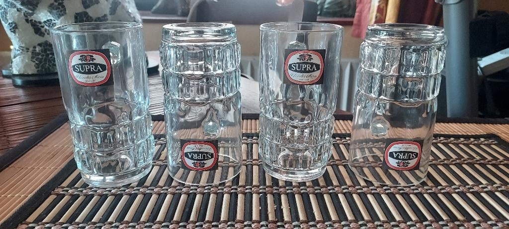 Chopes verres à bière Supra (4), Collections, Enlèvement, Comme neuf, Chope(s), Autres marques