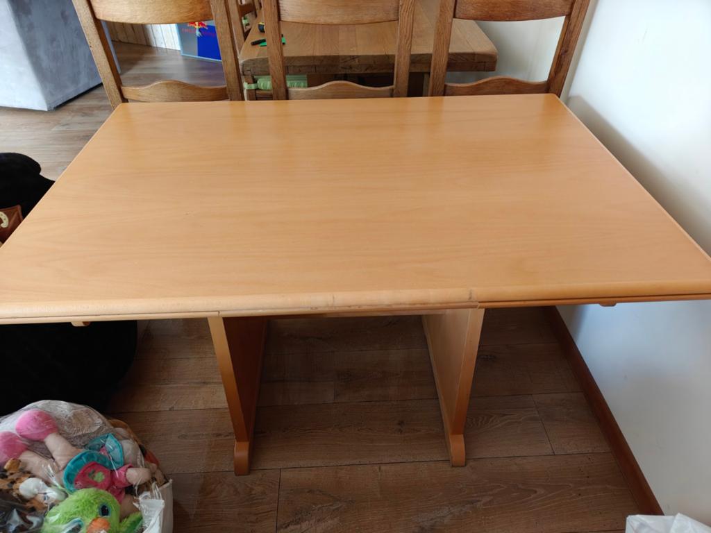 Keukentafel met verlengstukken, Ophalen