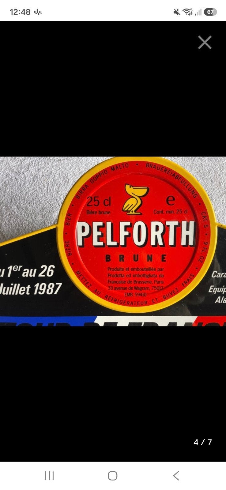plaque publicitaire tour de france 1987, Enlèvement ou Envoi, Comme neuf, Panneau publicitaire