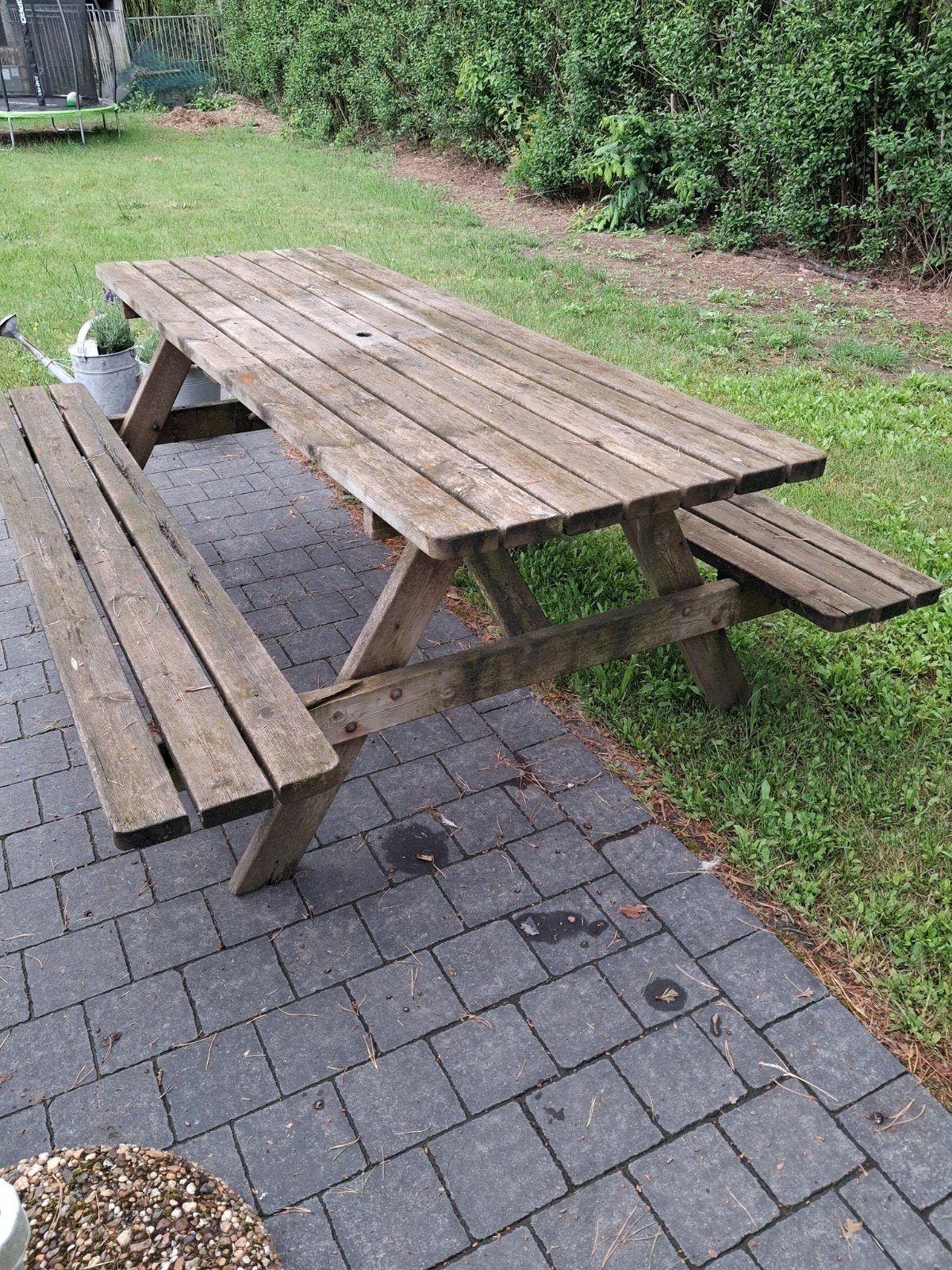 Picknick bank, Tuin en Terras, Picknicktafels, Ophalen, Gebruikt, Rechthoekig, Hout