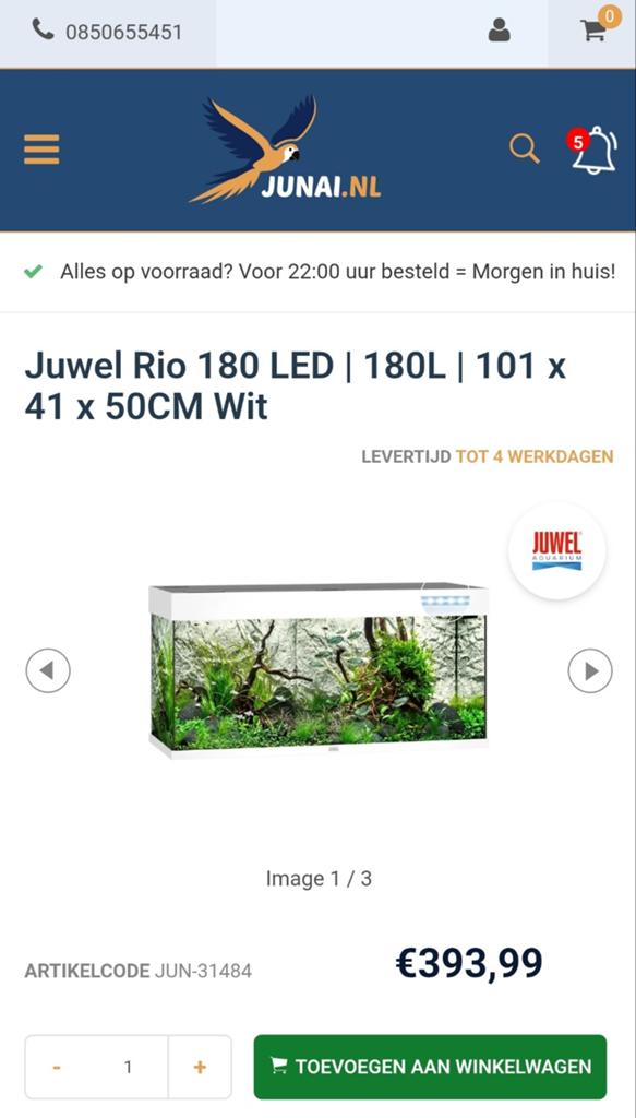 Juwel rio 180 compleet, Dieren en Toebehoren, Vissen | Aquaria en Toebehoren, Pomp, Juwel, Ophalen