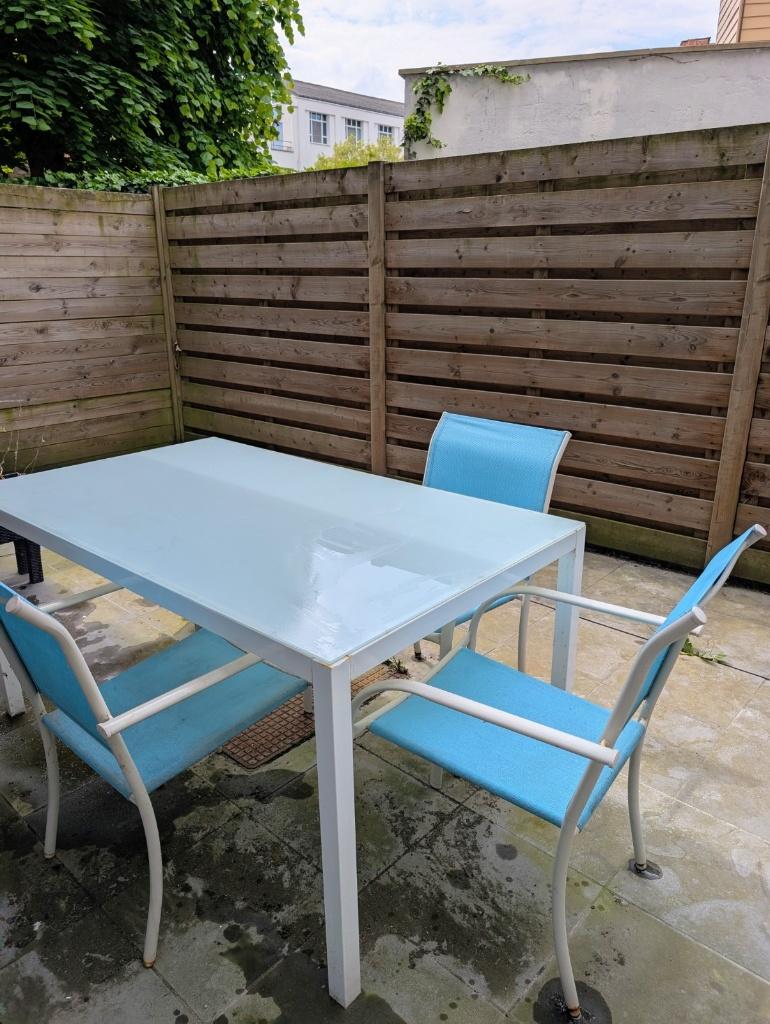 Tuintafel + 6 stoelen, Tuin en Terras, Ophalen, Gebruikt, Rechthoekig, Aluminium