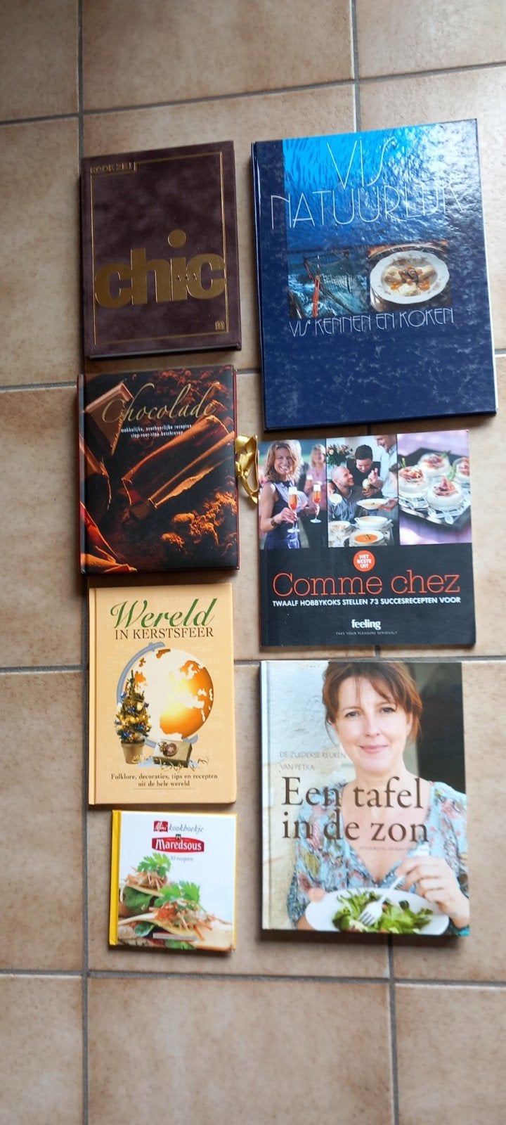 7 kookboeken vis, chocolade, Chic, Maredsous, Kerst, Comme, Ophalen of Verzenden, Zo goed als nieuw