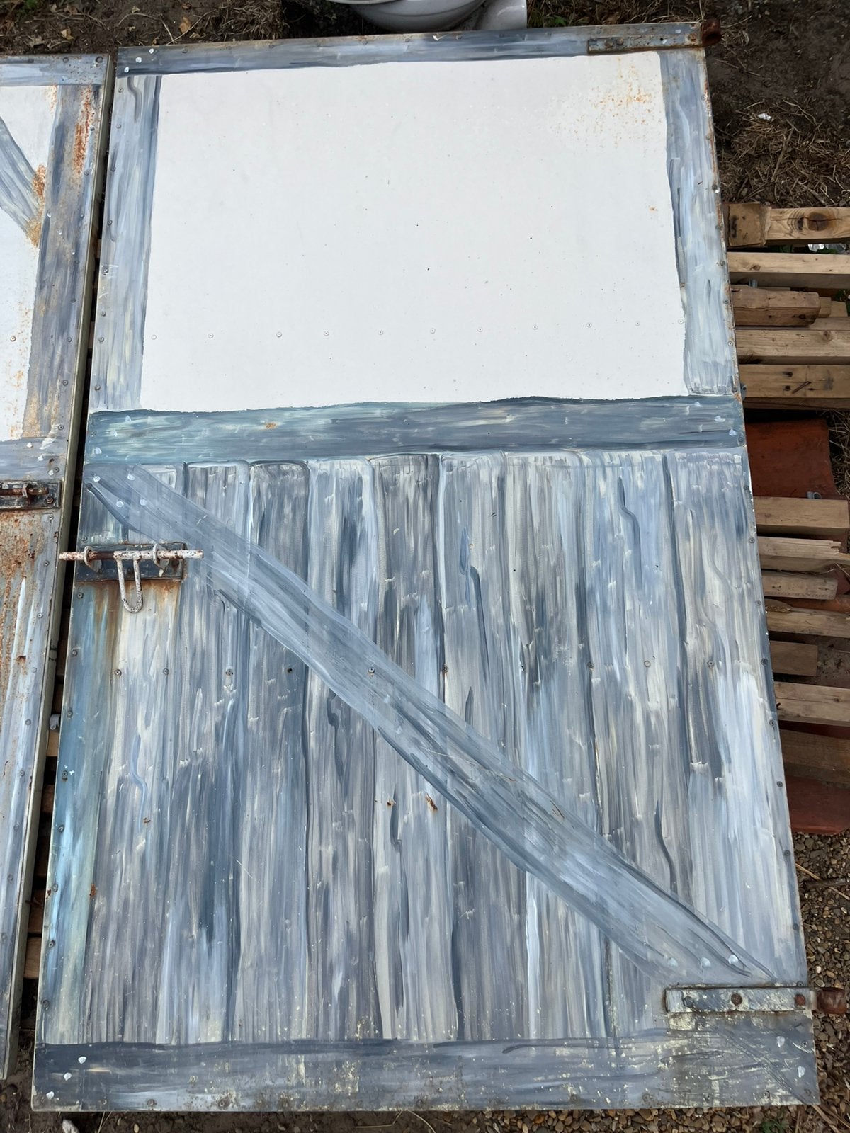 2 portes d'écurie en acier avec poignées, Bricolage & Construction, Moins de 200 cm, Porte extérieure, Enlèvement, Utilisé