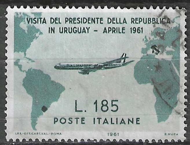 Italie 1961 - Yvert 845 - Visite d'État en Uruguay (ST), Envoi, Affranchi