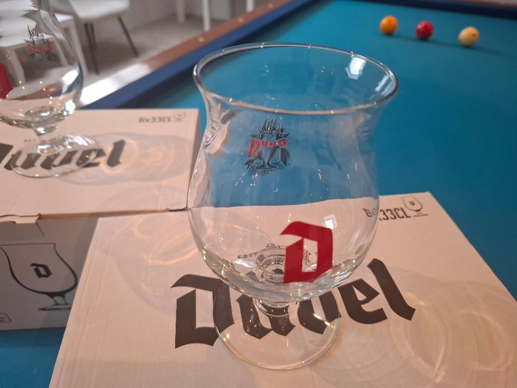 4 dozen Duvelglazen in doos, Ophalen, Nieuw, Glas of Glazen