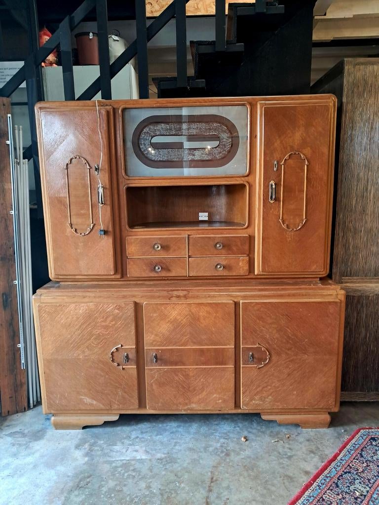 Vintage houten buffetkast / dressoir – jaren 30/40 stijll, Ophalen, ., ., .
