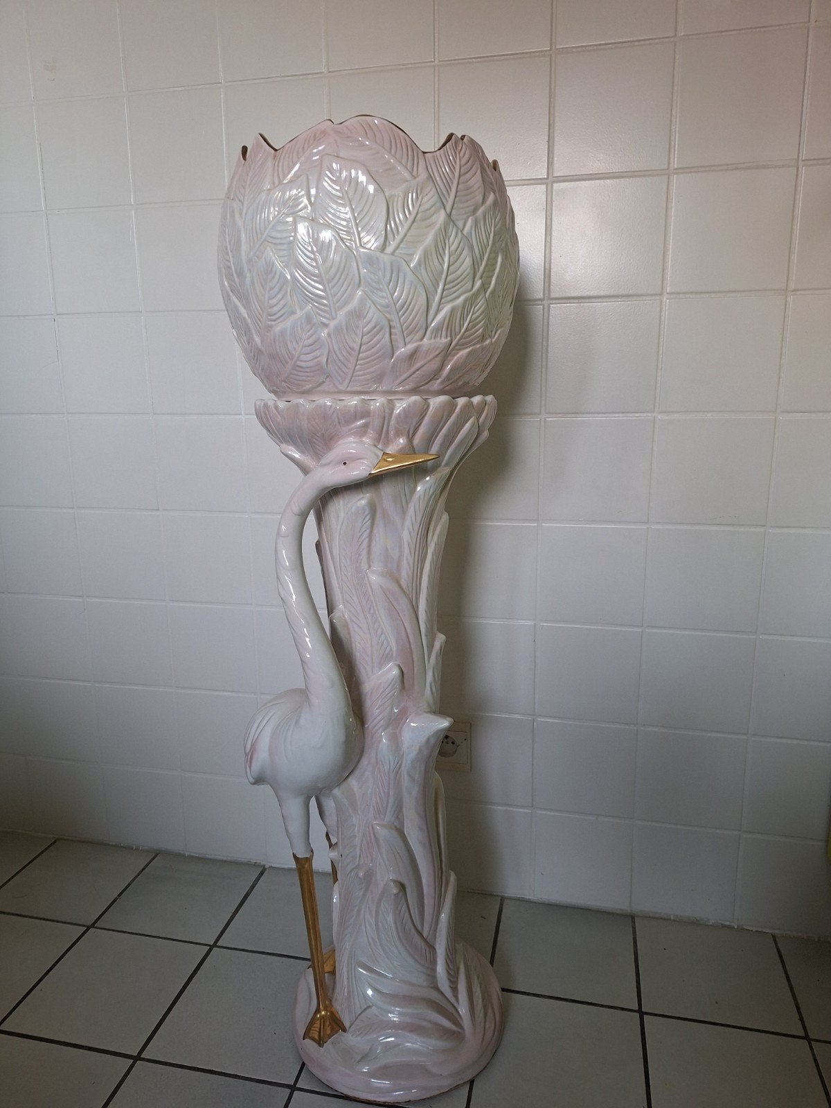 Vintage Italiaanse Art Nouveau keramiek  plantenstandaard, Enlèvement