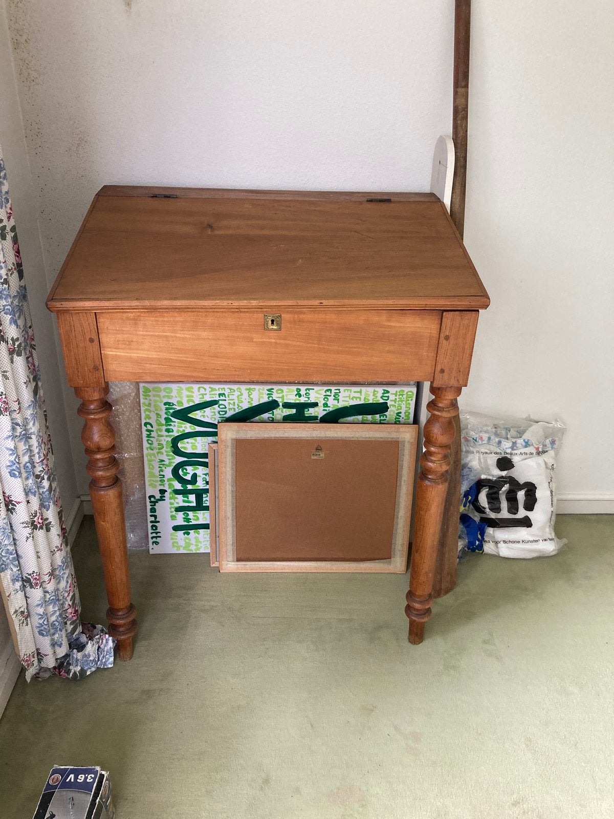 Meuble scriban / secrétaire ancien en pin ancien, Enlèvement