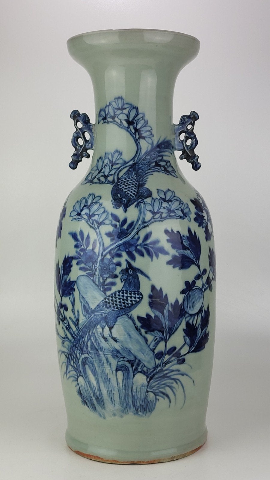 Antieke Chinese grote celadon-vaas, Blauw, Ophalen of Verzenden, Vaas