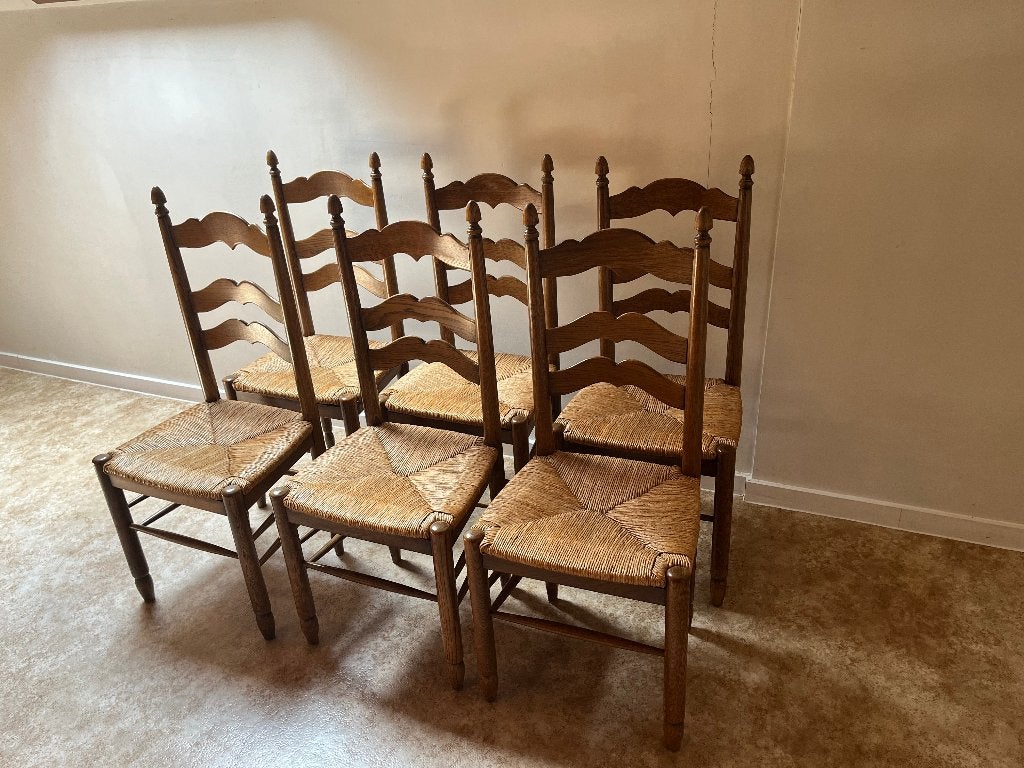 6 eiken stoelen, Enlèvement, Utilisé, Brun, Cinq, Six Chaises ou plus