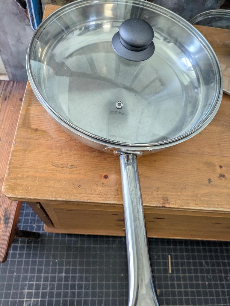 Poile a Steak avec couvercle Nameta Chef, Enlèvement, Comme neuf, Inox ou Chrome, Ensemble de couverts