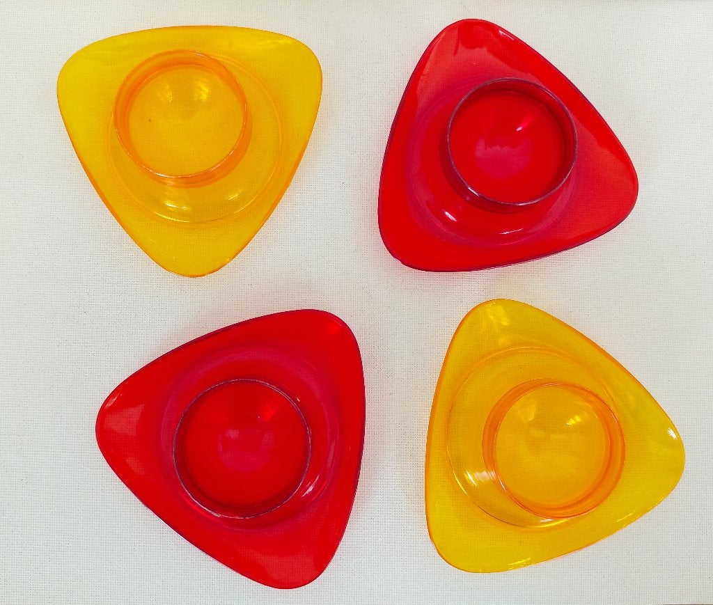 Coquetiers années 70 (lot de 4) Space Age & Super Happy !, Maison & Meubles, Enlèvement ou Envoi, Comme neuf, Plastique, Vintage