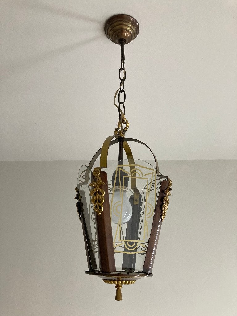 Hanglamp, Ophalen of Verzenden, Gebruikt, Glas, 50 tot 75 cm