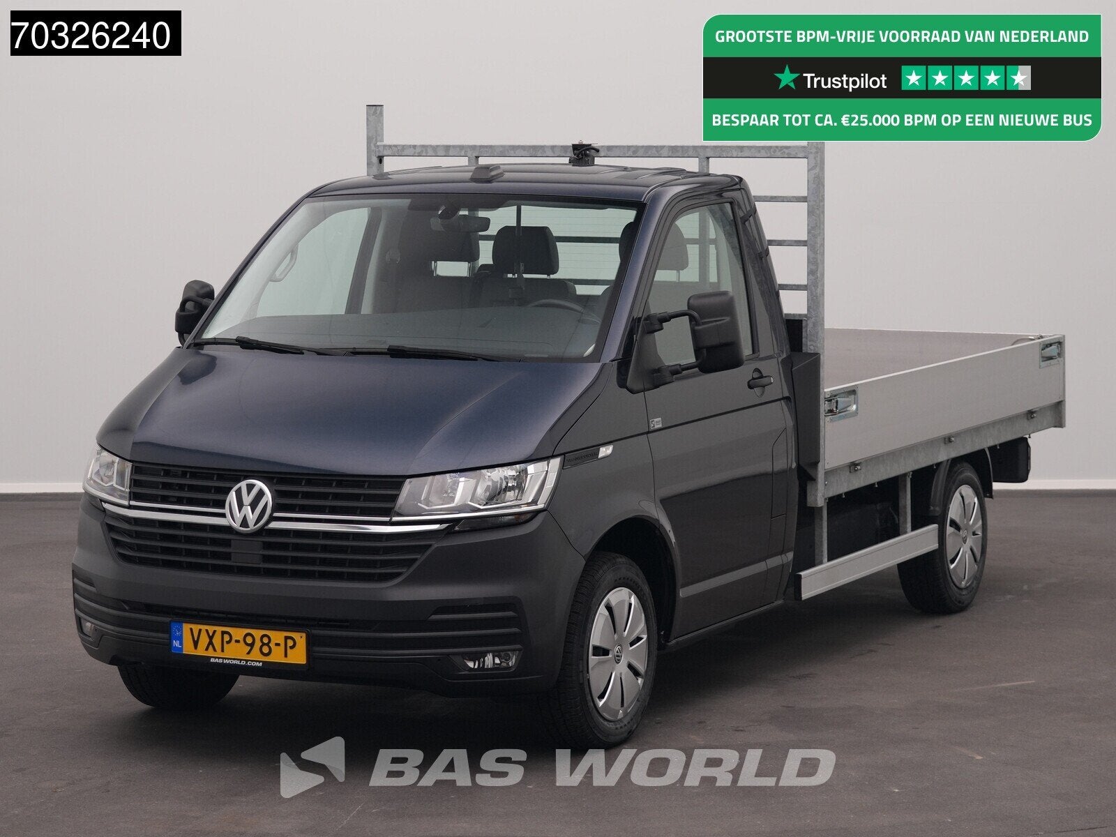Volkswagen Transporter 110pk Open Laadbak Airco Cruise Euro6, Stof, Gebruikt, Euro 6, 4 cilinders