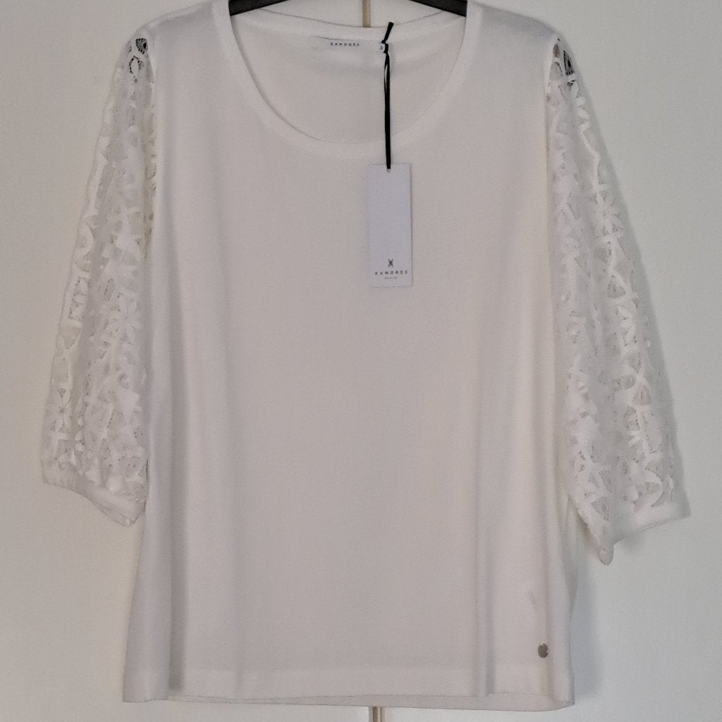 Xandres nieuwe T-shirt met kanten mouwen, Xandres, Enlèvement ou Envoi, Neuf, Taille 38/40 (M)