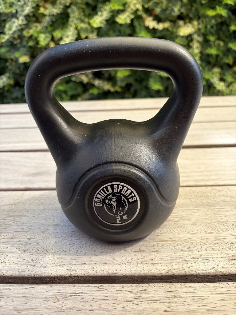 Set van 2 kettlebells 2 kg – zwart kunststof – totaal 4 kg, Enlèvement, Neuf, Bras, Kettlebell