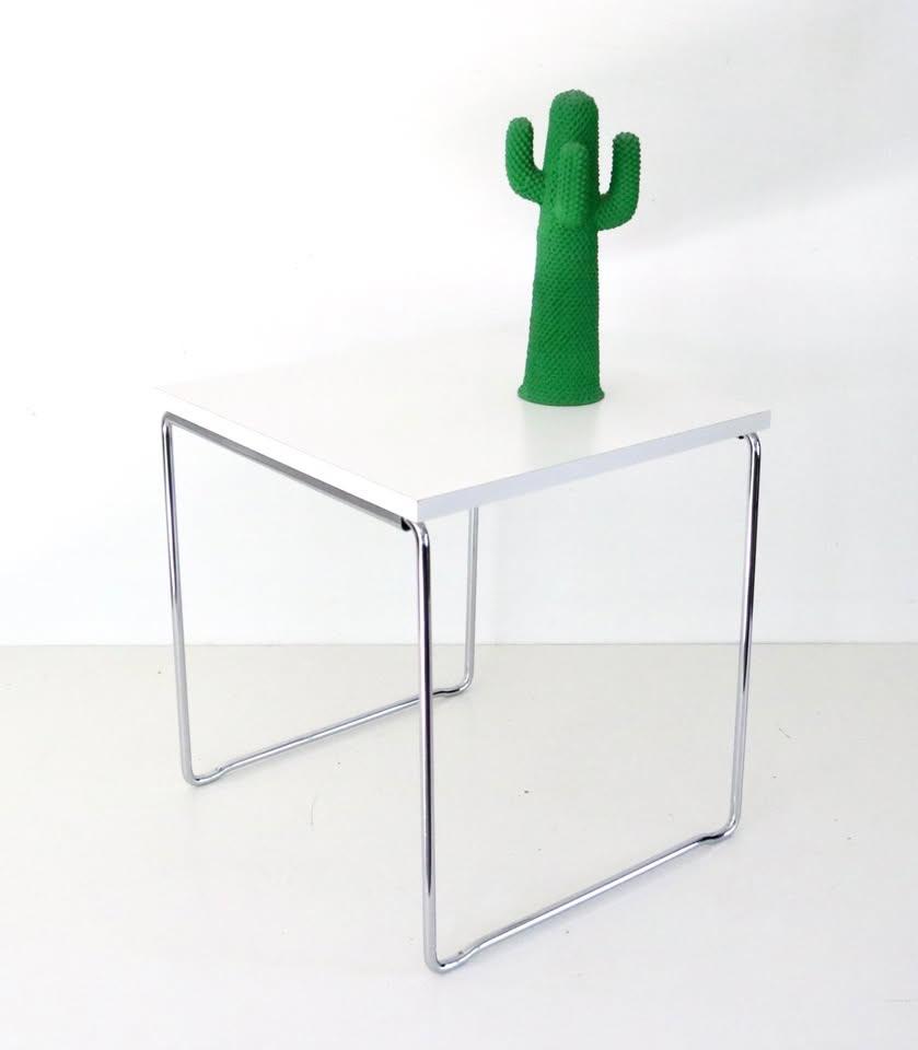 Vintage bijzettafel Brabrantia wit met chroom, Ophalen of Verzenden