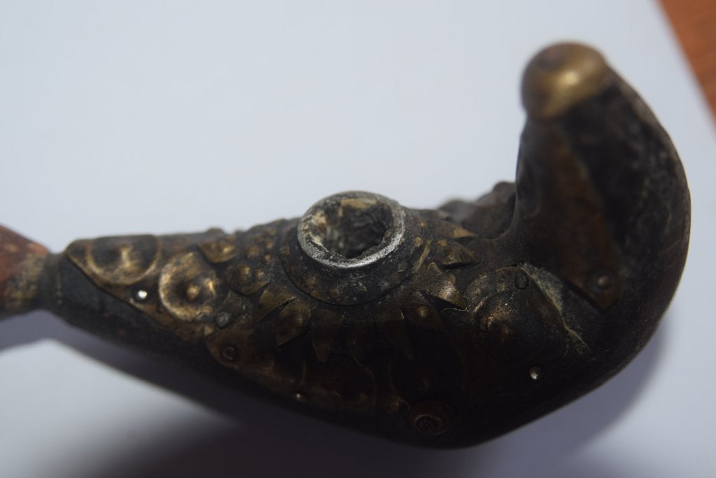 Rare Pipe à opium chine, Antiquités & Art, Chine, Bois, Sculpté, Autres types