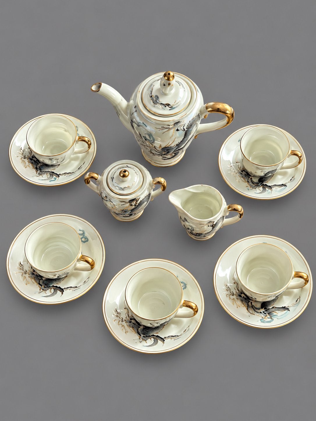Vintage Japans Maruku China Dragonware koffieservies – 13 st, Ophalen