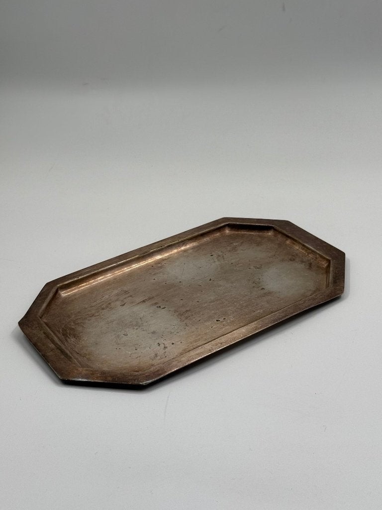 Vintage achthoekig dienblad, verzilverd metaal, Ophalen, Zilver