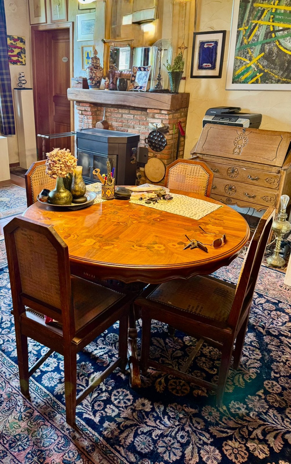 Antieke tafel met stoelen., Antiek en Kunst, Ophalen