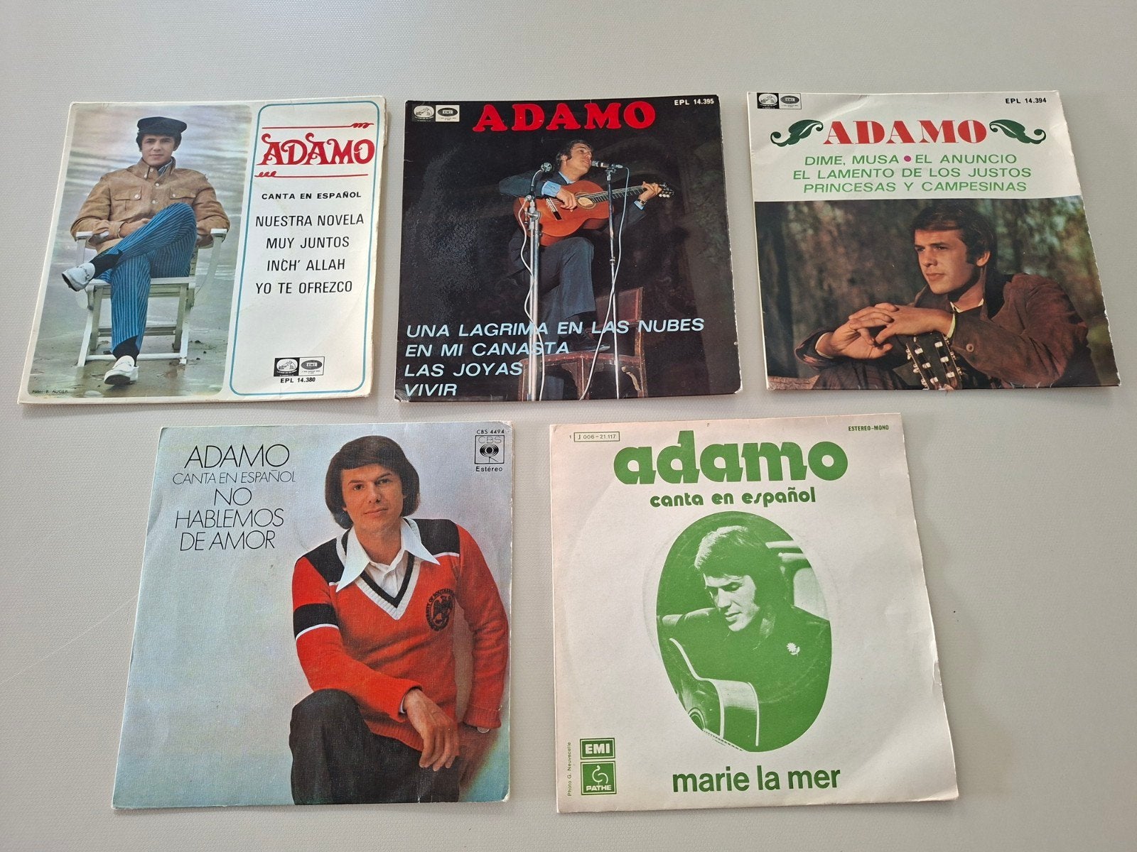 Vinyle - lot de 5 EP et singles espagnols Adamo, CD & DVD, Vinyles Singles, Enlèvement ou Envoi, 7 inch, Autres genres, Utilisé