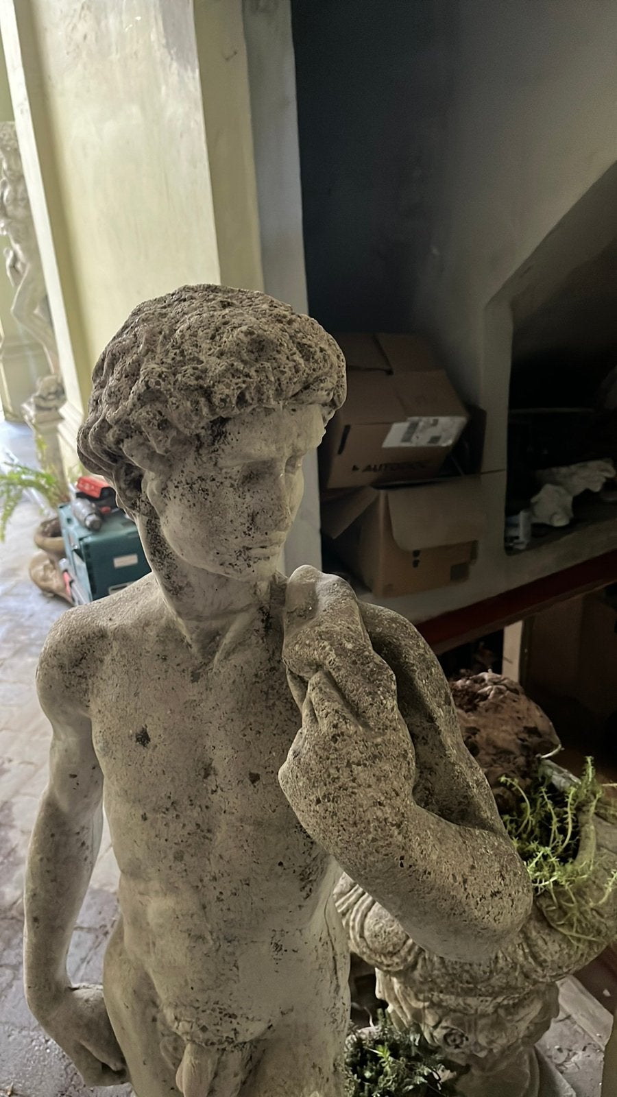 Groot betonnen beeld adonis, michel angelo, david 1,20m, Ophalen, Gebruikt