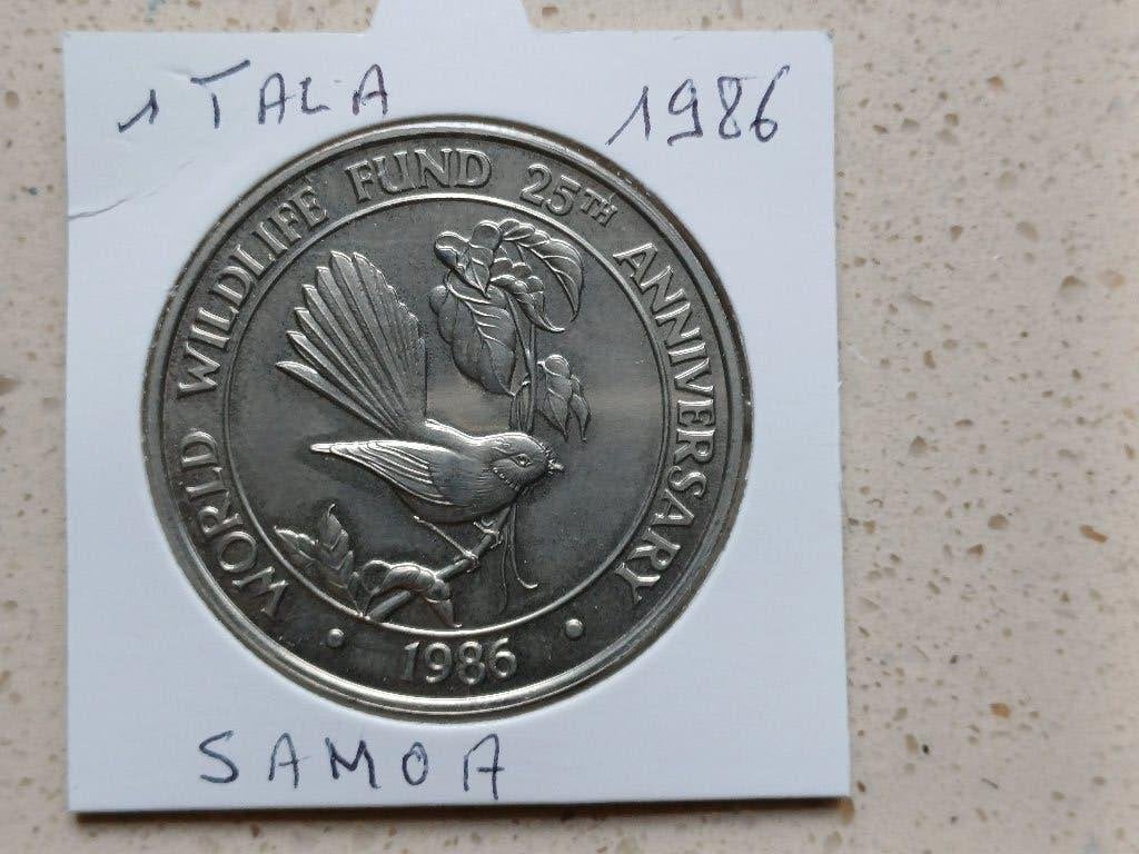 1 TALA 1986 SAMOA  25th ANNIVERSARY WILDLIFE FUND, Postzegels en Munten, Munten | Oceanië, Ophalen of Verzenden, Losse munt
