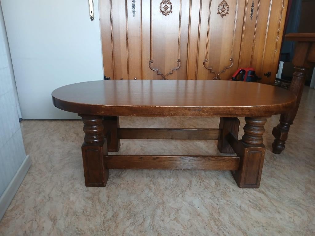 Salontafel, Huis en Inrichting, Tafels | Salontafels, Gebruikt, Minder dan 50 cm, 50 tot 100 cm, 100 tot 150 cm, Ovaal, Eikenhout