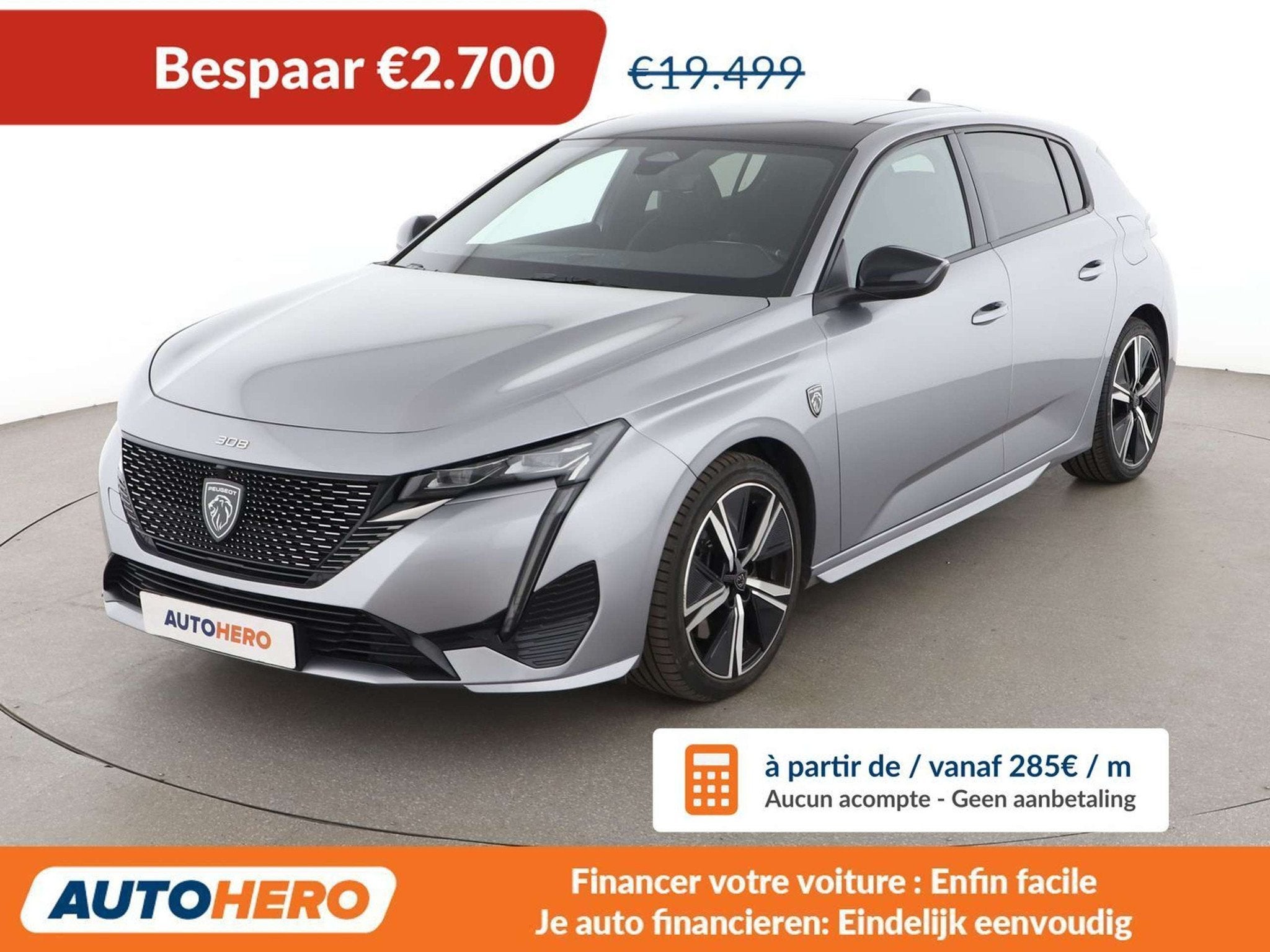 Peugeot 308 1.6 Hybrid GT (année de construction 2022), https://public.car-pass.be/vhr/40906a4f-d378-430e-8883-0d574f5de72b, Argent ou Gris