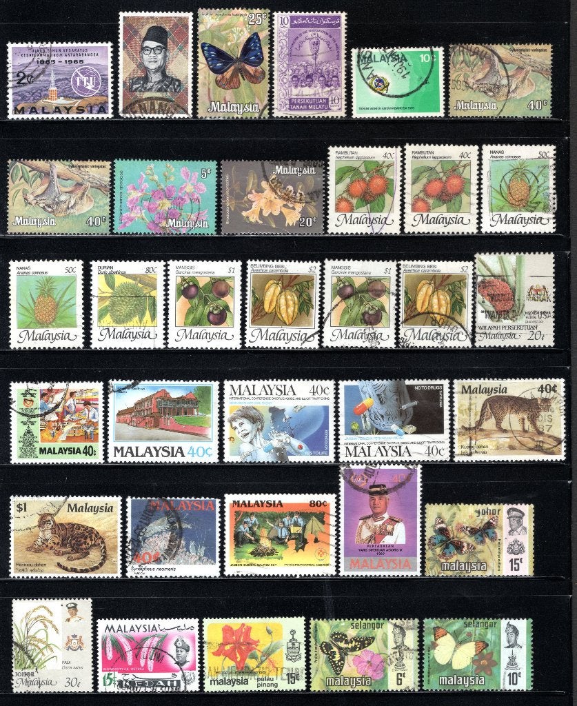 LOT DE TIMBRES DE MALAISIE timbrés, Envoi, Affranchi