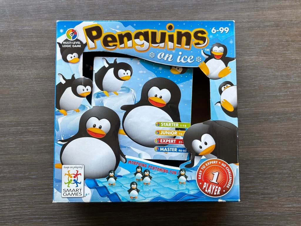Smart Games Penguins on ice - schuifpuzzel - 60 opdrachten, Hobby en Vrije tijd, Ophalen of Verzenden, Zo goed als nieuw