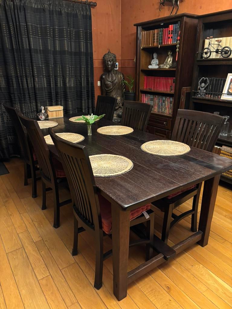 Mooie set met tafel en 6 stoelen, Ophalen, Gebruikt, 6 tot 8 stoelen