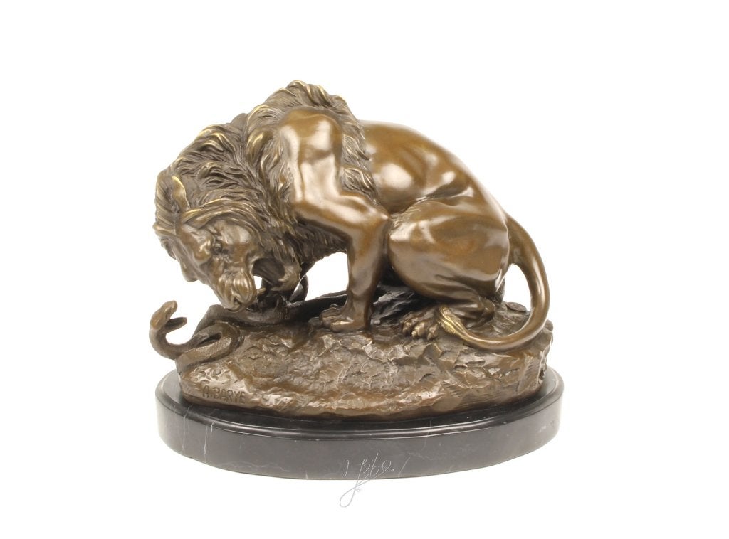 Lion et serpent en bronze haut de gamme, Antiquités & Art, Enlèvement ou Envoi, Bronze