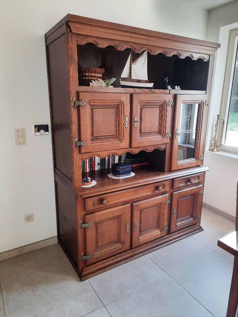 Donker eiken wandkast, Ophalen, Gebruikt, Eikenhout, 300 cm of meer